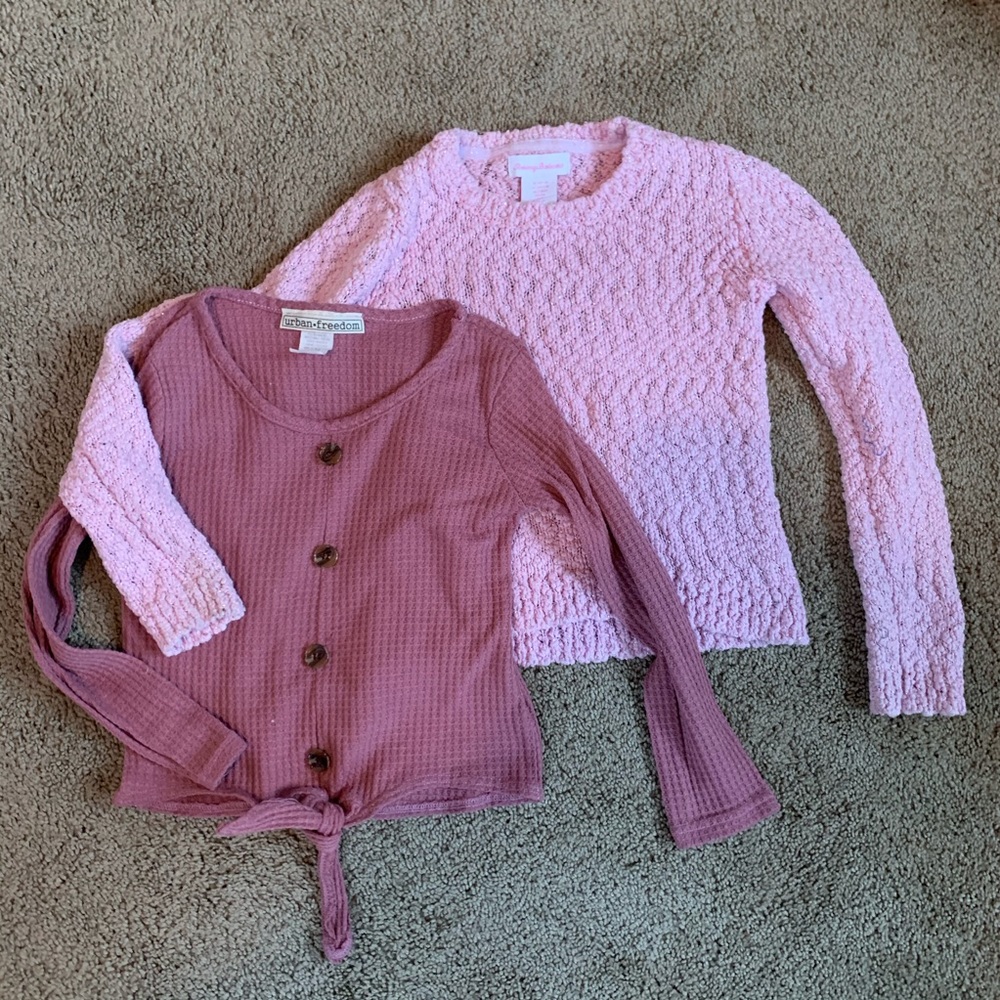 Set of 2 - pink sweater & dusty pink long sleeve